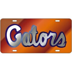 لوحة ترخيص Craftique Florida Gators برتقالية مقطوعة بالليزر - شعار مرآة