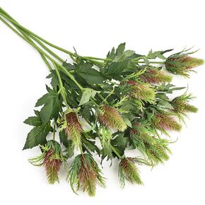 2 Bundles Artificial Thistle Flowers Fake Real Touch Spray Eryngium Faux Sea Holly Flowers for Wedding Bridal Bouquet Wreath Table Centerpiece Outdoor Decor (Grenn Purple)