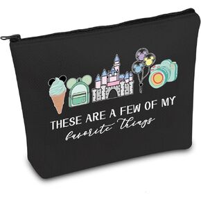 Vacation Trip Gift Fairytale Fans Cosmetic Bag Mouse Family Trip Snacks Makeup Bag Magic Kingdom Gift Mouse Ice Cream Zipper Pouch (F-things Mouse BLK)