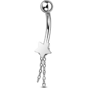 COCHARM G23 Solid Titanium Belly Button Rings 14G Dangle Belly Navel Rings Internally Threaded Belly Piercing Jewelry