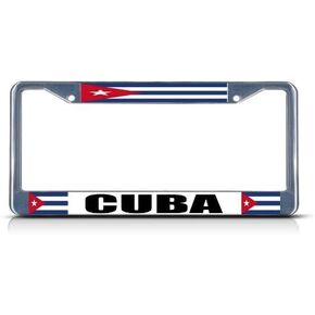 Cuba Cuban Flag License Plate Frame Tag Holder Cover