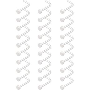 30pcs Clear Nose Studs Retainers L Shaped 18G/20G Flat Top Plastic Bioflex Flexible Nose Piercing Invisible Acrylic for School Work in Saudi Arabia