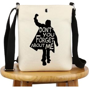 هدية مستوحاة من فيلم G2TUP The Breakfast C Movie Don't You Forget About Me Silhouette Makeup Bag حقيبة مستحضرات التجميل لأفلام الثمانينات حقيبة سفر هدية للمروحة مع سحاب (لا تنسى عني حقيبة بيضاء)