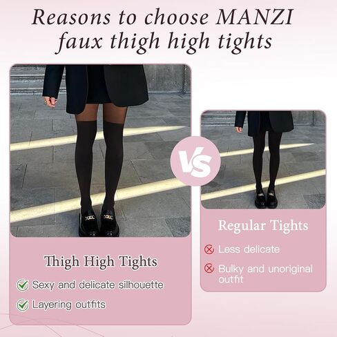MANZI Faux Thigh High Tights Mock Over the Knee Socks Sheer Suspender Pantyhose Goth Stockings for Women in Saudi Arabia