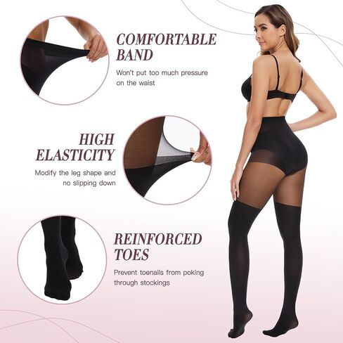 MANZI Faux Thigh High Tights Mock Over the Knee Socks Sheer Suspender Pantyhose Goth Stockings for Women in Saudi Arabia