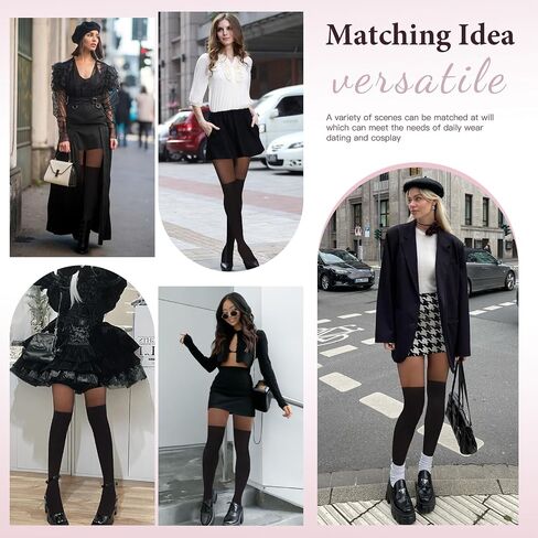 MANZI Faux Thigh High Tights Mock Over the Knee Socks Sheer Suspender Pantyhose Goth Stockings for Women in Saudi Arabia