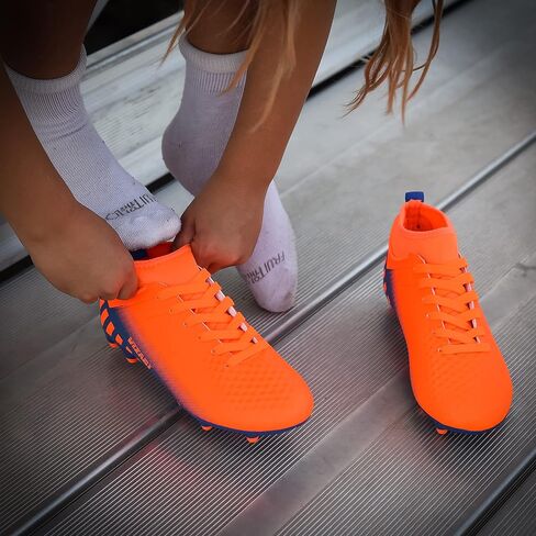 Vizari Santos Firm Ground Kids Soccer Cleats | Girls and Boys Soccer Cleats Embossed Synthetic Upper with Built-in Sock | Mid-Cut Football Shoes with Molded TPU Outsole for Maximum Traction in Kuwait
