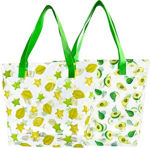 TotePrint 2PCS Clear Printed Fruit Hand Bag Versatile Waterproof,Embossed Fruit Work Bag,Shoulder Tote Gift Bag for Women in Saudi Arabia