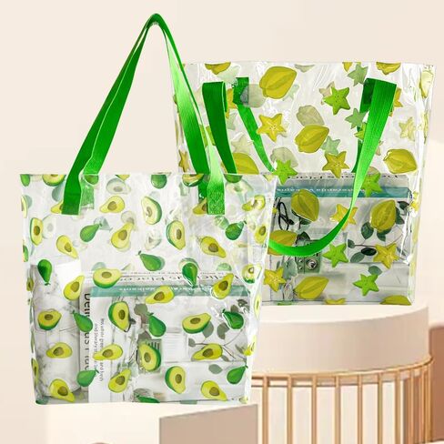 TotePrint 2PCS Clear Printed Fruit Hand Bag Versatile Waterproof,Embossed Fruit Work Bag,Shoulder Tote Gift Bag for Women in Saudi Arabia