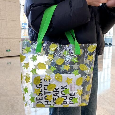 TotePrint 2PCS Clear Printed Fruit Hand Bag Versatile Waterproof,Embossed Fruit Work Bag,Shoulder Tote Gift Bag for Women in Saudi Arabia