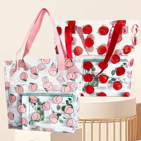 TotePrint 2PCS Clear Printed Fruit Hand Bag Versatile Waterproof,Embossed Fruit Work Bag,Shoulder Tote Gift Bag for Women in Saudi Arabia