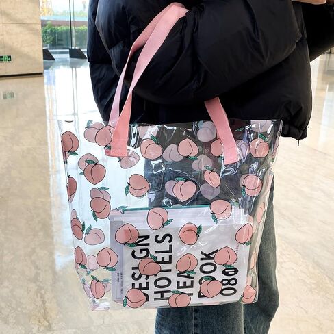TotePrint 2PCS Clear Printed Fruit Hand Bag Versatile Waterproof,Embossed Fruit Work Bag,Shoulder Tote Gift Bag for Women in Saudi Arabia