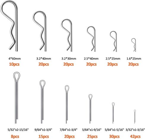 Cotter Pin R Clips, 15 Pcs Heavy Duty Zinc Plated Retaining Cotter Pin Spring Fastener Assortment Kit Hitch Pins Clips Cotter Clip for Hitch Pin Lock System, Cotter Pins in Saudi Arabia