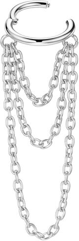 FANSING 316L Surgical Steel Triple Chains Cartilage Piercing Hoop in Kuwait