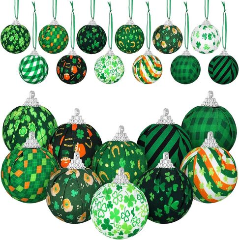 Bencailor 12 Pcs St. Patrick's Day Ball Ornament St. Patrick's Day Shamrock Hanging Ornament Good Luck Clover Balls Tree Decor for St. Patrick's Day Party Supplies(Various) in Saudi Arabia