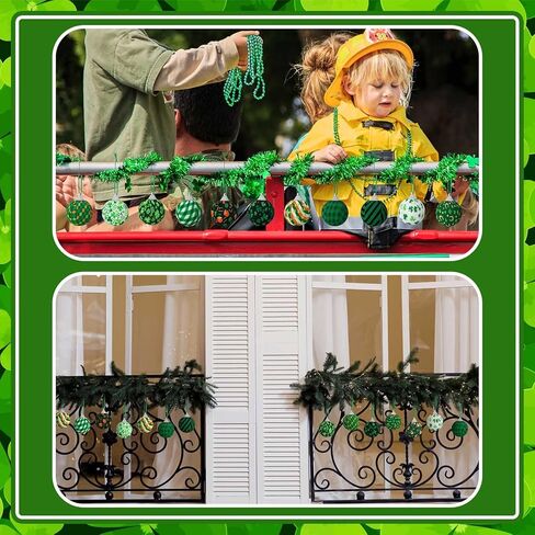 Bencailor 12 Pcs St. Patrick's Day Ball Ornament St. Patrick's Day Shamrock Hanging Ornament Good Luck Clover Balls Tree Decor for St. Patrick's Day Party Supplies(Various) in Saudi Arabia
