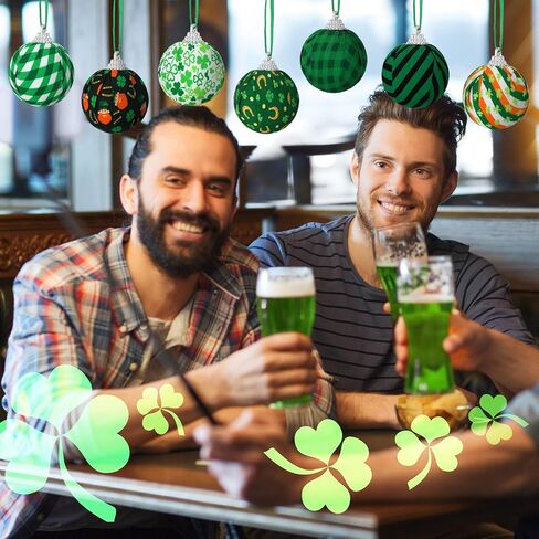 Bencailor 12 Pcs St. Patrick's Day Ball Ornament St. Patrick's Day Shamrock Hanging Ornament Good Luck Clover Balls Tree Decor for St. Patrick's Day Party Supplies(Various) in Saudi Arabia