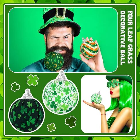 Bencailor 12 Pcs St. Patrick's Day Ball Ornament St. Patrick's Day Shamrock Hanging Ornament Good Luck Clover Balls Tree Decor for St. Patrick's Day Party Supplies(Various) in Saudi Arabia