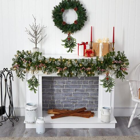 2 قطعة ديكور عيد الميلاد الهدال، الهدال الاصطناعي اختيار الهدال زينة معلقة الهدال مع التوت الهدال الاصطناعي معلقة كرة التقبيل للشجرة/الباب ديكور شجرة عيد الميلاد (أحمر، أبيض) in Kuwait