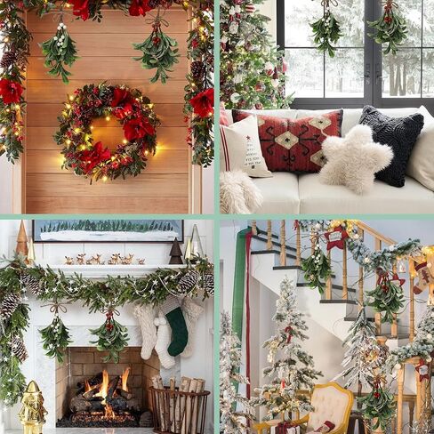 2 قطعة ديكور عيد الميلاد الهدال، الهدال الاصطناعي اختيار الهدال زينة معلقة الهدال مع التوت الهدال الاصطناعي معلقة كرة التقبيل للشجرة/الباب ديكور شجرة عيد الميلاد (أحمر، أبيض) in Kuwait