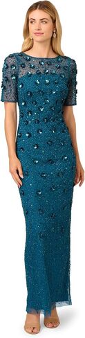 Adrianna Papell Women's Beaded Long 3D Floral Gown in Saudi Arabia
