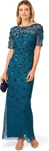 Adrianna Papell Women's Beaded Long 3D Floral Gown in Saudi Arabia