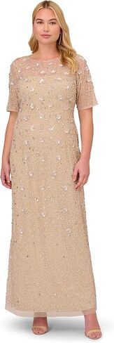 Adrianna Papell Women's Beaded Long 3D Floral Gown in Saudi Arabia