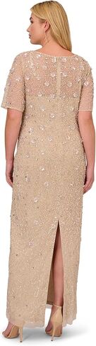 Adrianna Papell Women's Beaded Long 3D Floral Gown in Saudi Arabia