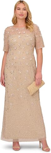 Adrianna Papell Women's Beaded Long 3D Floral Gown in Saudi Arabia