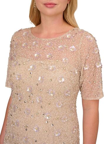 Adrianna Papell Women's Beaded Long 3D Floral Gown in Saudi Arabia