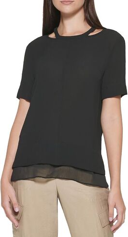 DKNY Women's Casual Relaxed Fit Short Sleeve Top in Saudi Arabia