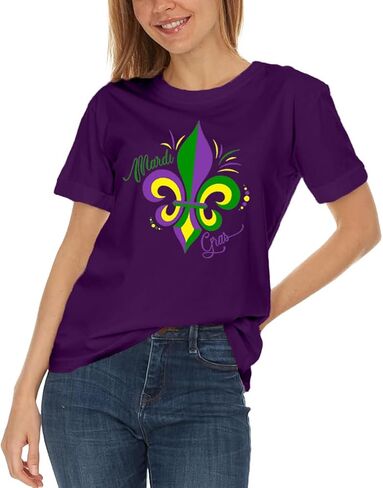 Womens Mardi Gras Shirt Fat Tuesday Shirts Carnival Theme Party Tee Tops in Saudi Arabia