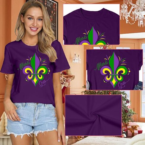Womens Mardi Gras Shirt Fat Tuesday Shirts Carnival Theme Party Tee Tops in Saudi Arabia