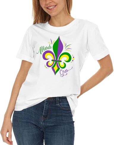 Womens Mardi Gras Shirt Fat Tuesday Shirts Carnival Theme Party Tee Tops in Saudi Arabia