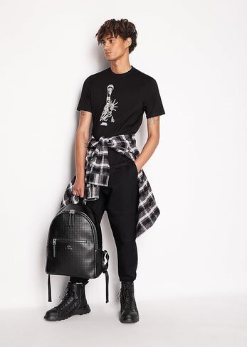 Armani Exchange Men's Regular Fit Crew Neck Cotton Jersey Ny Milano Sketch Tee in Kuwait