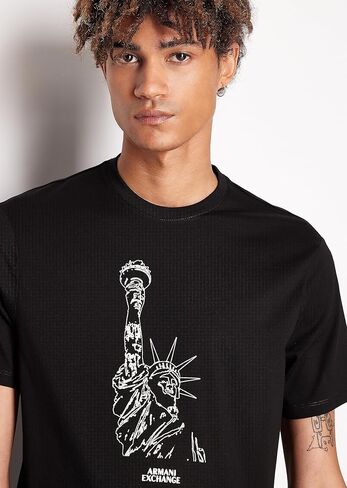 Armani Exchange Men's Regular Fit Crew Neck Cotton Jersey Ny Milano Sketch Tee in Kuwait