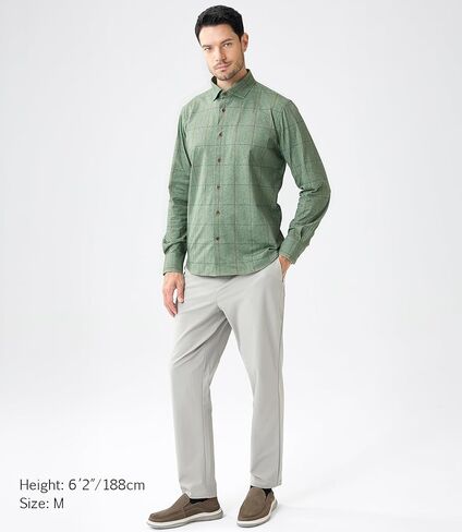 Stretch Plaid Long Sleeve Button Down Shirts for Men Lightweight UPF 50 Moisture Wicking Quick Dry in Saudi Arabia