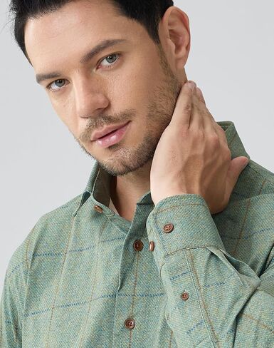 Stretch Plaid Long Sleeve Button Down Shirts for Men Lightweight UPF 50 Moisture Wicking Quick Dry in Saudi Arabia