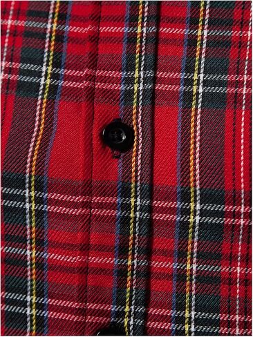 Men's Plaid Shirt Checkered Long Sleeve Collared Button Down Casual Shirts in Saudi Arabia