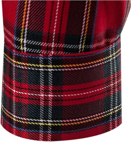 Men's Plaid Shirt Checkered Long Sleeve Collared Button Down Casual Shirts in Saudi Arabia