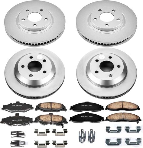 Power Stop CRK1548 Coated Brake Rotor and Ceramic Brake Pads- Front & Rear For Chevrolet Camaro 1998-2002, Pontiac Firebird 1998-2002 [Model Specific] in Kuwait