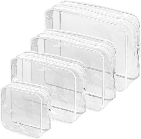 Clear Cosmetic Bag, 4 Pcs Waterproof Clear Plastic Cosmetic Makeup Bags,Transparent Packing Organizer Storage Bags,Christmas Gift for Mother,Wife,Grilfriends(Pink). in Saudi Arabia