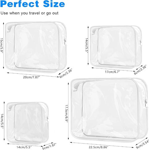 Clear Cosmetic Bag, 4 Pcs Waterproof Clear Plastic Cosmetic Makeup Bags,Transparent Packing Organizer Storage Bags,Christmas Gift for Mother,Wife,Grilfriends(Pink). in Saudi Arabia