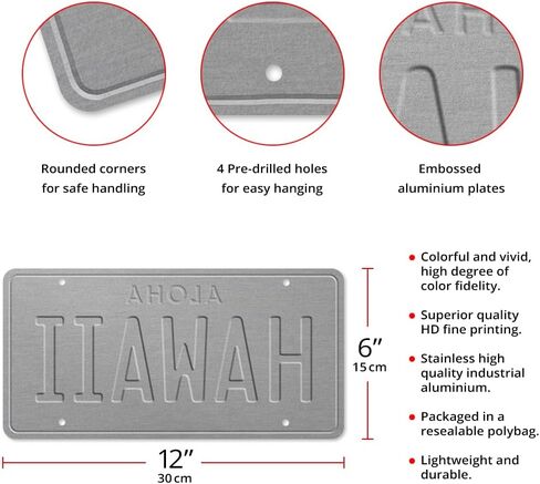 Pacifica Island Art LIVE ALOHA - Retro Vintage Hawaiian Embossed Aluminum License Plate - Aloha Hawaii State Aluminum Sign for Home Decor Wall Plaque 6 x 12 inch in Saudi Arabia