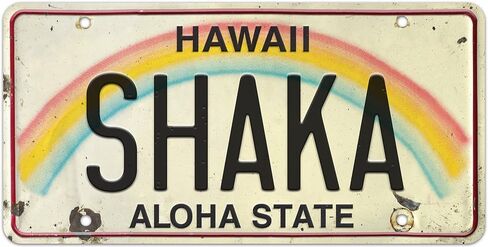 Pacifica Island Art LIVE ALOHA - Retro Vintage Hawaiian Embossed Aluminum License Plate - Aloha Hawaii State Aluminum Sign for Home Decor Wall Plaque 6 x 12 inch in Saudi Arabia
