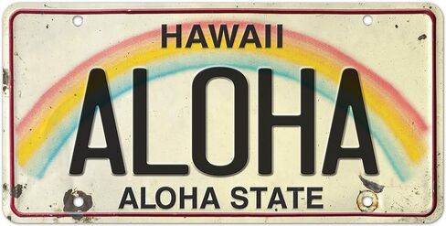 Pacifica Island Art LIVE ALOHA - Retro Vintage Hawaiian Embossed Aluminum License Plate - Aloha Hawaii State Aluminum Sign for Home Decor Wall Plaque 6 x 12 inch in Saudi Arabia