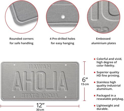 Pacifica Island Art LIVE ALOHA - Retro Vintage Hawaiian Embossed Aluminum License Plate - Aloha Hawaii State Aluminum Sign for Home Decor Wall Plaque 6 x 12 inch in Saudi Arabia