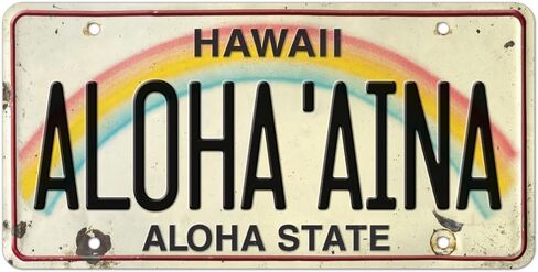 Pacifica Island Art LIVE ALOHA - Retro Vintage Hawaiian Embossed Aluminum License Plate - Aloha Hawaii State Aluminum Sign for Home Decor Wall Plaque 6 x 12 inch in Saudi Arabia