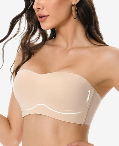Strapless Bra Lightly Padded Push Up Bandeau Bras for Women Seamless Non-Slip Silicone Convertible Brasier in Saudi Arabia