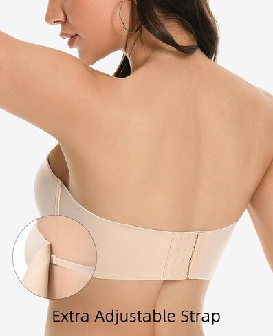Strapless Bra Lightly Padded Push Up Bandeau Bras for Women Seamless Non-Slip Silicone Convertible Brasier in Saudi Arabia